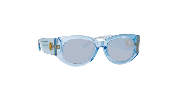 LINDA FARROW DEBBIE D-FRAME SUNGLASSES IN BLUE
