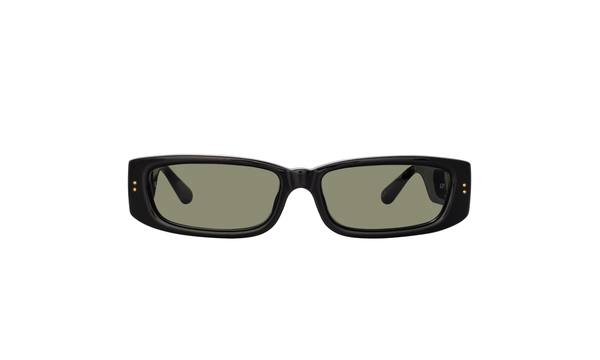 LINDA FARROW TALITA RECTANGULAR SUNGLASSES IN BLACK