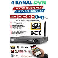 4 KANAL 5MP 2K ULTRA HD H265 DVR KAYIT C�HAZI - Y�Z TANIMA - WIFI - ARA� ve �NSAN ALGILAMA