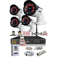 4 Kameral� SET - 5MP Lensli Full HD Gece G�r��l� G�venlik Kameras� Sistemi - Cepten �zle