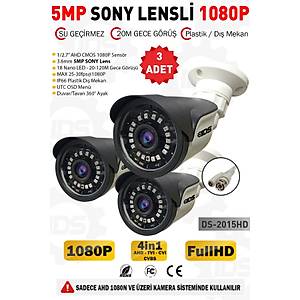 5MP Lensli 1080P FullHD AHD G�venlik Kameras� Kamera Sistemleri i�in Gece G�r��l� Su Ge�irmez 3 Adet