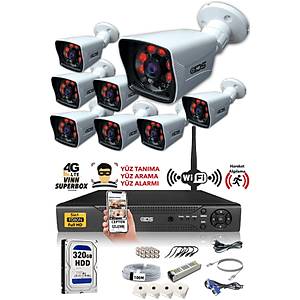 8 KAMERALI 5MP LENSL� 1080P FULLHD KAMERA SET� - GECE G�R��L� - SU GE��RMEZ - CEPTEN �ZLE
