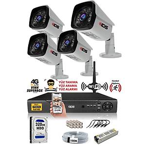 4 Kameral� SET - 5MP Lensli Full HD Gece G�r��l� G�venlik Kameras� Sistemi 320 D��