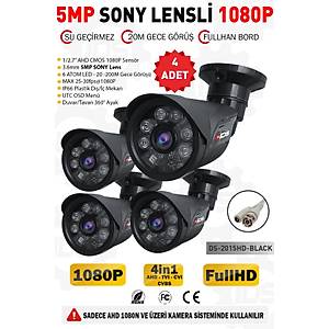 DS-2015HD-BLACK-4 IDS - 5MP Lensli 1080P FullHD AHD G�venlik Kameras� Gece G�r��l� Su Ge�irmez 2015-BLACK-4
