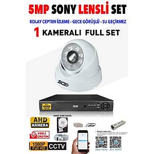 IDS - 1 Kameral� 5MP Lensli 1080P FullHD G�venlik Kameras� Sistemi - Cepten �zle - 320 ��