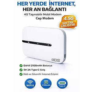 4G Ta��nabilir Mobil Modem - Sim kart Tak �al��t�r. Kullan�m� Kolay - S�per H�zl� Ba�lant�