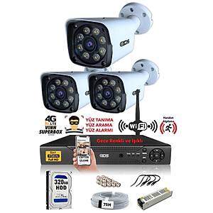 IDS - 3 KAMERALI 5MP LENSL� 1080P FULLHD GECE RENKL�  KAMERA SET� - SU GE��RMEZ - CEPTEN �ZLE
