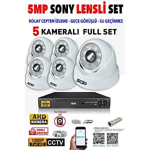 IDS - 5 Kameral� 5MP Lensli 1080P FullHD G�venlik Kameras� Sistemi - Hard Disksiz