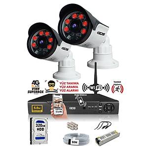 2 Kameral� SET - 5MP Lensli Full HD Gece G�r��l� G�venlik Kameras� Sistemi - Cepten �zle