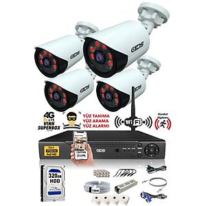 4 KAMERALI 5MP LENSL� 1080P FULLHD KAMERA SET� - GECE G�R��L� - SU GE��RMEZ - CEPTEN �ZLE