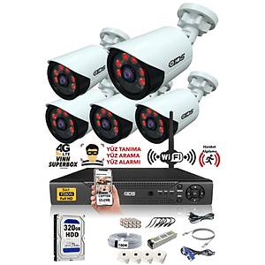 5 KAMERALI 5MP LENSL� 1080P FULLHD KAMERA SET� - GECE G�R��L� - SU GE��RMEZ - CEPTEN �ZLE