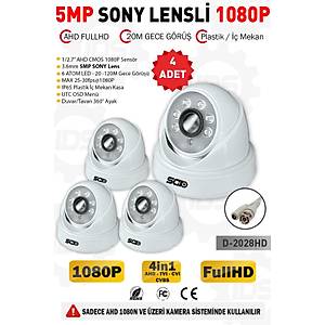 5MP Lensli 1080P FullHD AHD G�venlik Kameras� Kamera Sistemleri i�in Gece G�r��l� �� Mekan 4 Adet