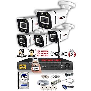 IDS - 5 KAMERALI 5MP LENSL� 1080P FULLHD GECE RENKL� FULL KAMERA SET� - SU GE��RMEZ - CEPTEN �ZLE