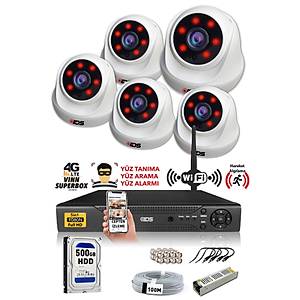 IDS - 5 Kameral� 5MP Lensli 1080P FullHD G�venlik Kameras� Sistemi - Cepten �zle - 500 ��