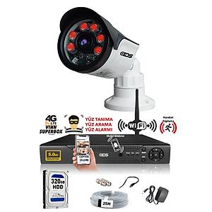 1 Kameral� SET - 5MP Lensli Full HD Gece G�r��l� G�venlik Kameras� Sistemi - Cepten �zle