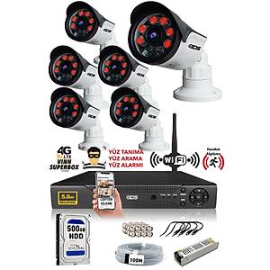 6 Kameral� SET - 5MP Lensli Full HD Gece G�r��l� G�venlik Kameras� Sistemi - Cepten �zle