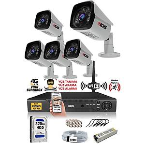 5 Kameral� SET - 5MP Lensli Full HD Gece G�r��l� G�venlik Kameras� Sistemi 320 D��