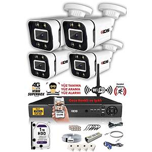 IDS - 4 KAMERALI 5MP LENSL� 1080P FULLHD GECE RENKL� FULL KAMERA SET� - SU GE��RMEZ - CEPTEN �ZLE