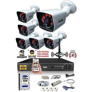 6 KAMERALI 5MP LENSL� 1080P FULLHD KAMERA SET� - GECE G�R��L� - SU GE��RMEZ - CEPTEN �ZLE