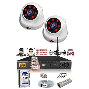 IDS - 2 Kameral� 5MP Lensli 1080P FullHD G�venlik Kameras� Sistemi - Cepten �zle - 250 ��