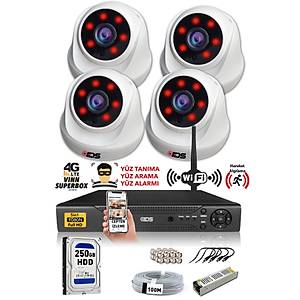 IDS - 4 Kameral� 5MP Lensli 1080P FullHD G�venlik Kameras� Sistemi - Cepten �zle - 250 ��