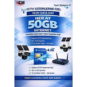 TurkTelekom 1 Y�l Boyunca Her Ay 50GB Sim Kart - M2M Data Hatt� - Kamera Sistemleri i�indir.