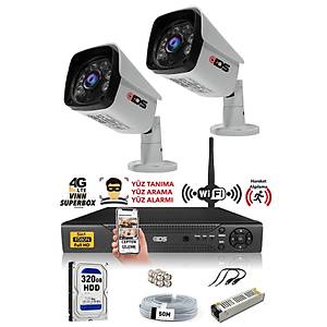 2 Kameral� SET - 5MP Lensli Full HD Gece G�r��l� G�venlik Kameras� Sistemi 320 D��