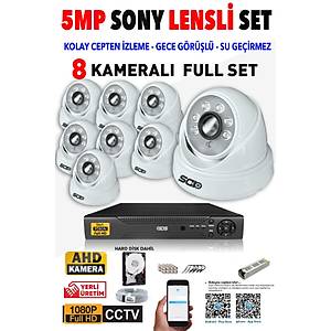 IDS - 8 Kameral� 5MP Lensli 1080P FullHD G�venlik Kameras� Sistemi - Cepten �zle - 500 ��