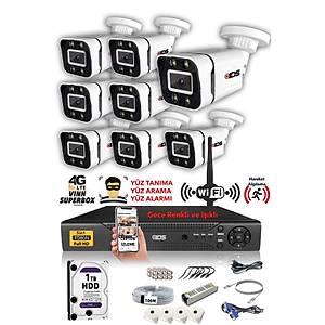 IDS - 8 KAMERALI 5MP LENSL� 1080P FULLHD GECE RENKL� FULL KAMERA SET� - SU GE��RMEZ - CEPTEN �ZLE