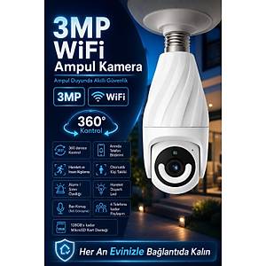3MP AMPUL G�VENL�K KAMERASI - HAREKET ALGILAMA - BAS KONU� - MOB�L B�LD�R�M - 360 DERECE