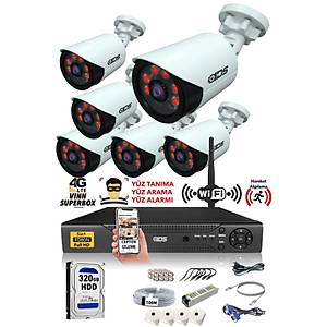 6 KAMERALI 5MP LENSL� 1080P FULLHD KAMERA SET� - GECE G�R��L� - SU GE��RMEZ - CEPTEN �ZLE