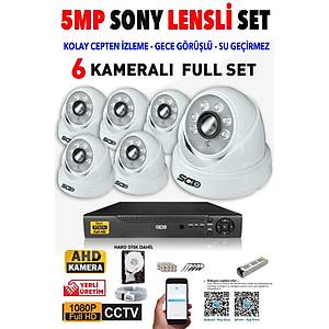IDS - 6 Kameral� 5MP Lensli 1080P FullHD G�venlik Kameras� Sistemi - Cepten �zle - 1TB ��