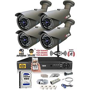 4 KAMERALI 5MP LENSL� 1080P FULLHD KAMERA SET� - GECE G�R��L� - SU GE��RMEZ - CEPTEN �ZLE