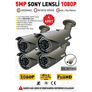 5MP Lensli 1080P FullHD AHD G�venlik Kameras� Kamera Sistemleri i�in Gece G�r��l� Su Ge�irmez 4 Adet