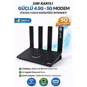 4G Sim Kartl� Modem - WIFI6 Ba�lant� - 2.4Ghz - 150Mpbs - Her yere Ta��y�n Her Yerde Kullan�n 