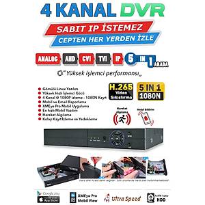 4 KANAL 1080N FULL HD H265 DVR KAYIT C�HAZI - G�VENL�K KAMERASI S�STEMLER�