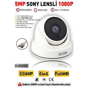 5MP LENSL� 1080P 6 ARRAY LED GECE G�R��L� �� MEKAN FULLHD DOME G�VENL�K KAMERASI