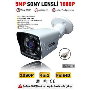 5MP LENSL� 1080P 6 ATOM LED GECE G�R��L� SU GE��RMEZ PLAST�K KASA FULLHD G�VENL�K KAMERASI