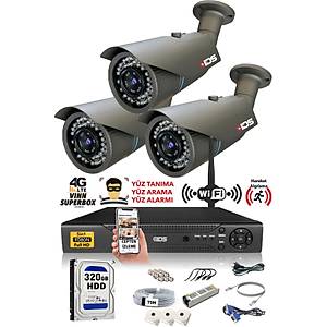 3 KAMERALI 5MP LENSL� 1080P FULLHD KAMERA SET� - GECE G�R��L� - SU GE��RMEZ - CEPTEN �ZLE