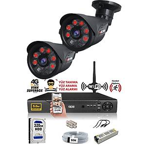 2 Kameral� SET - 5MP Lensli Full HD Gece G�r��l� G�venlik Kameras� Sistemi - Cepten �zle