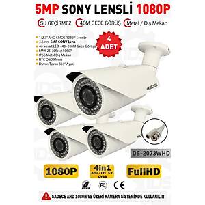 5MP Lensli 1080P FullHD AHD G�venlik Kameras� Kamera Sistemleri i�in Gece G�r��l� Su Ge�irmez 4 Adet
