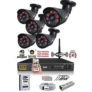 5 Kameral� SET - 5MP Lensli Full HD Gece G�r��l� G�venlik Kameras� Sistemi - Cepten �zle