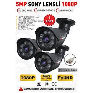 IDS - 5MP Lensli 1080P FullHD AHD G�venlik Kameras� Gece G�r��l� Su Ge�irmez 2015-BLACK-3