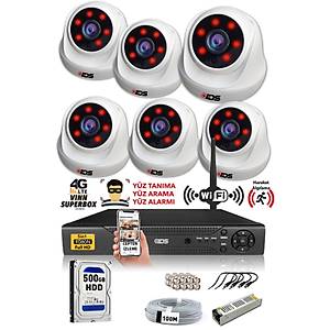 IDS - 6 Kameral� 5MP Lensli 1080P FullHD G�venlik Kameras� Sistemi - Cepten �zle - 500 ��