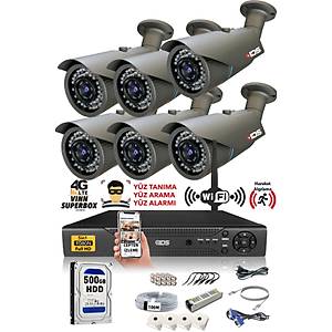 6 KAMERALI 5MP LENSL� 1080P FULLHD KAMERA SET� - GECE G�R��L� - SU GE��RMEZ - CEPTEN �ZLE