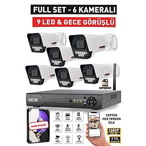 6 KAMERALI 5MP LENSL� FULLHD 1080P GECE G�R��L� G�VENL�K KAMERASI SET� 9 LED - HARD D�SKS�Z