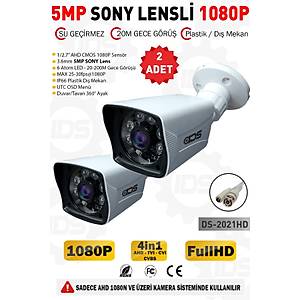 5MP Lensli 1080P FullHD AHD G�venlik Kameras� Kamera Sistemleri i�in Gece G�r��l� Su Ge�irmez 2 Adet