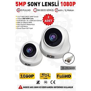 5MP Lensli 1080P FullHD AHD G�venlik Kameras� Kamera Sistemleri i�in Gece G�r��l� �� Mekan 2 Adet