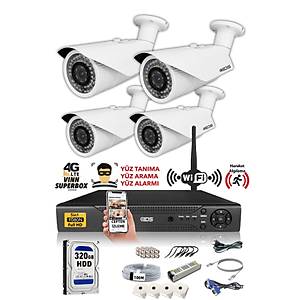 IDS - 4 Kameral� 5MP Lensli 1080P FullHD G�venlik Kameras� Sistemi - Cepten �zle - 320D��