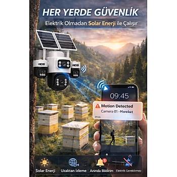  20MP 3 Otomatik 4 Kameral� 4G G�ne� Enerjili Solar G�venlik Kameras� 600GB �nternet 128GB SD Kart
